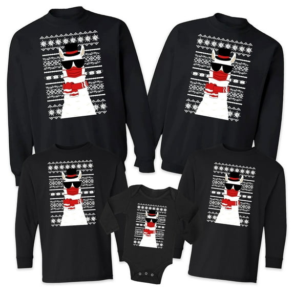 Matching Family Merry Christmas Sweaters - Xmas Llama Family Christmas Sweatshirt - Mom Dad Kid Baby Christmas Outfits