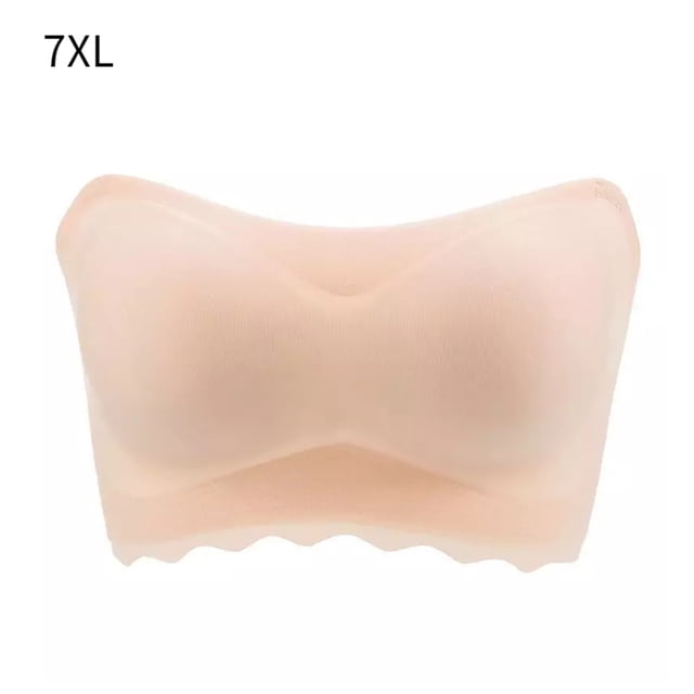 Sujetador sin tirantes recogido, antideslizante, sujetador de talla grande, ropa interior superior de tubo fino para vestido de novia, beige, 7XL AweSitey AP001172-24B