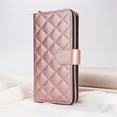 thumbnail image 2 of For Apple iPhone 13 mini Wallet Case Magnetic Flip Cover 9-Card Slots Zipper Pocket With Detachable Shoulder Strap And Wrist Strap,Rose gold,For iPhone 13 mini, 2 of 7