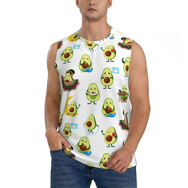 Balery Funny Avocado In Mexican Clothes Camisetas sin mangas para hombre, absorbe la humedad y protege contra el mal olor.-Small