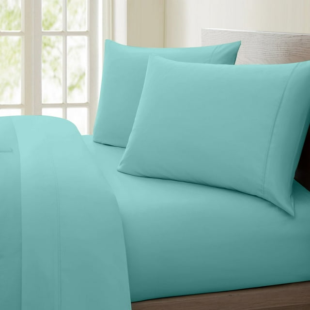 Bamboohart Fresh Linen Collection United 1200 Thread Count 100% Egyptian Quality Cotton Solid Sheet Set (King Navy)