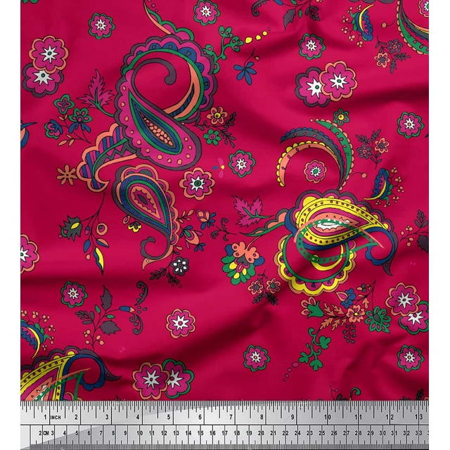 Soimoi Poly Georgette Fabric Floral & Paisley Print Sewing Fabric Yard 42 Inch Wide