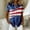 Dark Blue, variant on Women's Usa Short Sleeve T-Shirts 250 Years Anniversary Button Down Patriotic Flag Graphic Independence Day Tops