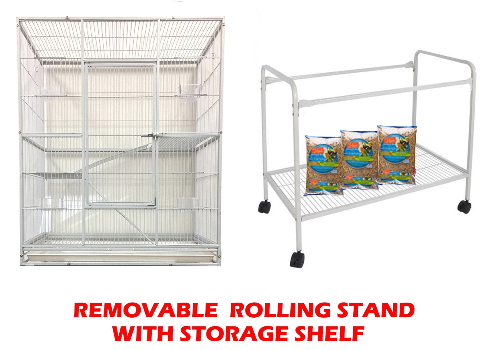 64" X-LARGE DOUBLE 4-Level Divider Small Animal Critter Hamster House Guinea Pig Habitat Mouse Rats Rolling Cage Tight 1/2-inch Wire Spacing for Ferret Chinchilla Sugar Glider Mice Gerbil