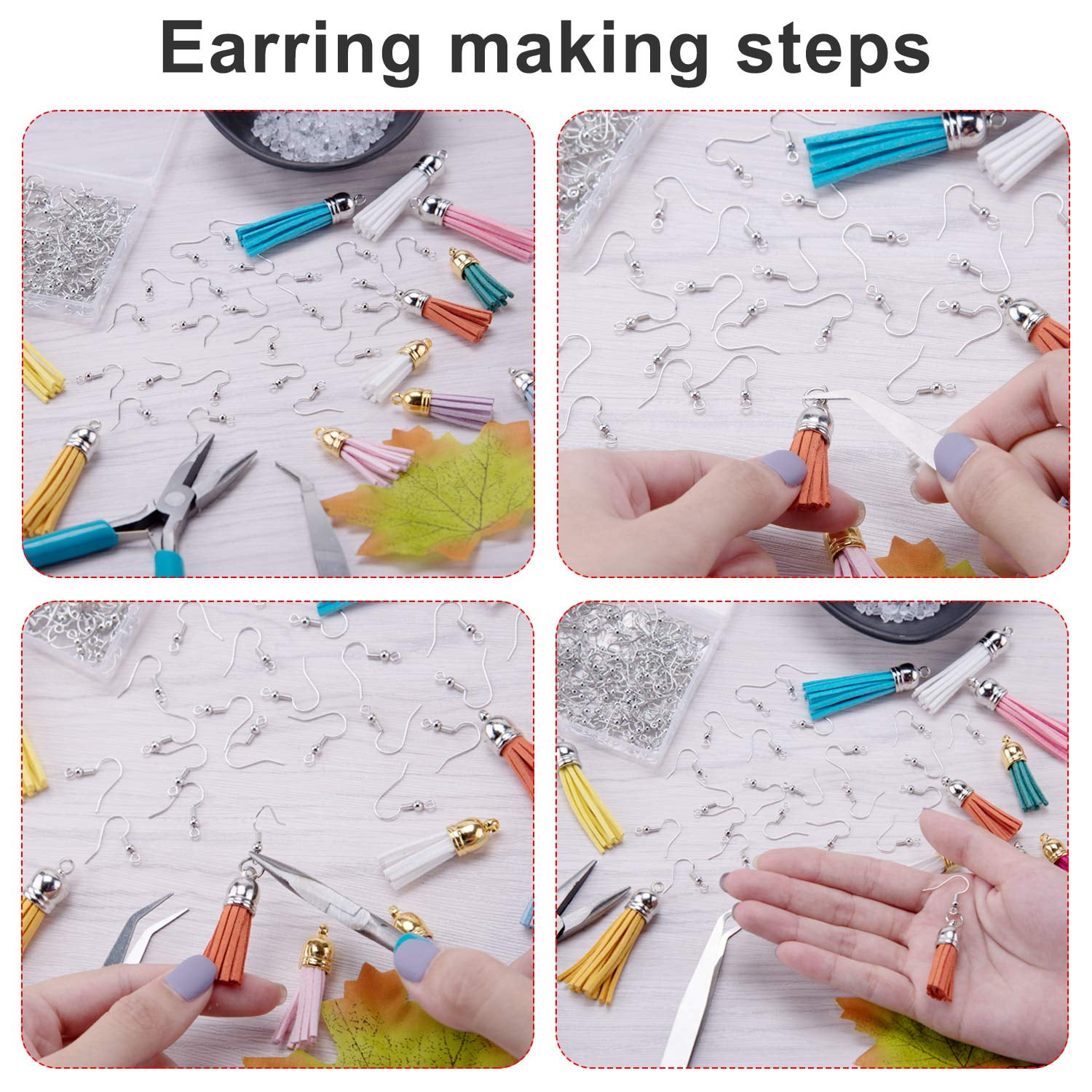 SONGAUN 4240 Pcs Earring Making Supplies Kit Earrings Hooks Jump Rings Earring Backs Earring Cards Earring Posts Eye Pins Jewelry Plier Tweezers Jump Ring Opener for Earrings Making and Repairing