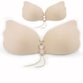thumbnail image 1 of Adhesive Bra Drawstring Invisible Sticky Bra Push up Strapless Bra for Women Backless Silicone Bras 2 Pairs, Beige-2, B, 1 of 5