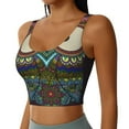 thumbnail image 2 of Fotbe Boho Owl Pattern Womens' Sports Bra Longline Wirefree Padded with Medium Support Sports Moisture-Wicking Workou Vest,Tank Top-, 2 of 7
