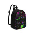 thumbnail image 2 of HELLHERO Neon Ink Splatter Small Travel Backpack, Zipper Closure Polyester Mini Backpack for Women, Adjustable Strap Daypack for Work Walking, 2 of 8