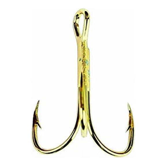 Eagle Claw 2X Treble Reg Shank Curved Point Hook, Gold