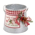 thumbnail image 2 of 9" Galvanized Metal Candycane Bucket w/Pine & Jingle, 2 of 5