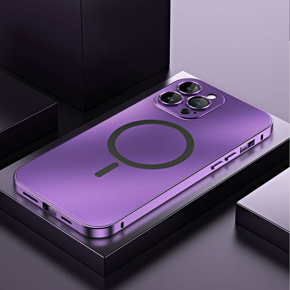 Magnetic Case for iPhone 12 Pro Max Compatible with MagSafe with Camera Lens Protector Secure Lock - Metal Aluminum Alloy Bumper Shockproof Protection Cover for iPhone 12 Pro Max, Purple