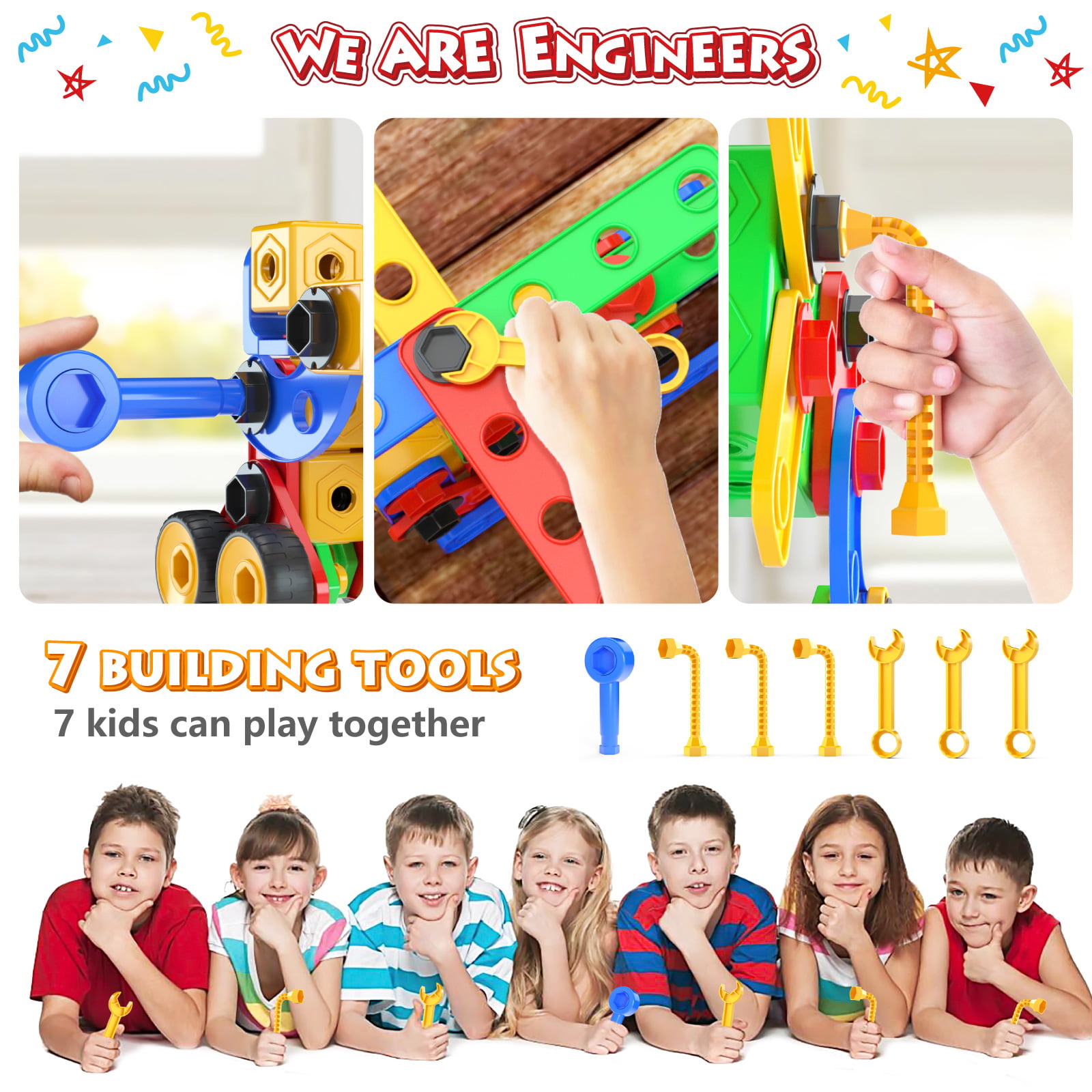 Jasonwell STEM Toys Building Toys Kit 152 PCS Educational Construction Set Creative Engineering Toys Building Blocks Stem Activities Learning Set Gift for Kids Ages 3 4 5 6 7 8 9 Year Old Boys Girls 