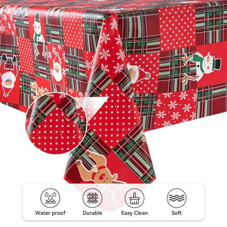 

Ray Star 52x90in Christmas Rectangle Tablecloth - Waterproof Spill Proof Red Table Cover Washable Table Cloths for Dinner Parties Holiday Decorations