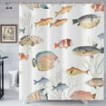 thumbnail image 3 of Tropical Fish Shower Curtain, Beach Theme Ocean Clownfish Coastal Pattern Bath Curtains Waterproof Fabric with Hooks for Home Decor, 72Wx72H, 3 of 6