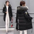 thumbnail image 2 of Chaqueta de algodón para mujer, talla mediana a larga, chaqueta de algodón para mujer de talla grande con cuello de piel grande y chaqueta de abrigo de algodón grueso, 2 of 6