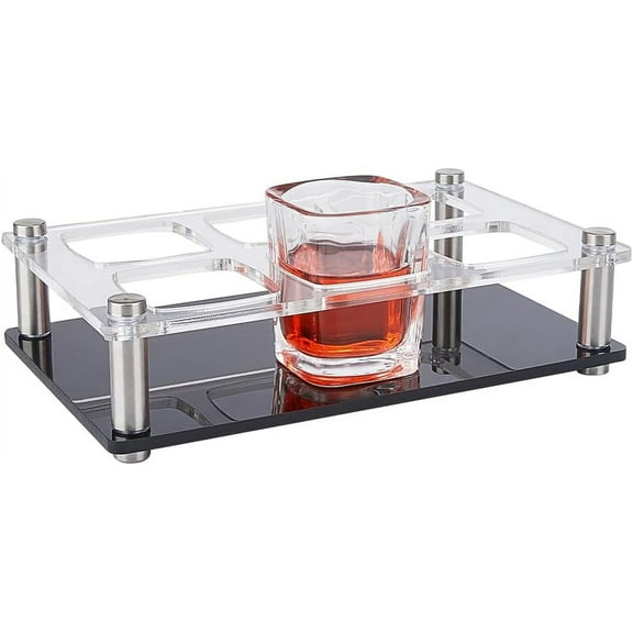6 Holes Acrylic Shot Glass Holder Clear Flight Board Display Base Shelves Bar Tasting Serving Tray Rack for Glasses Organizer Cocktail Whiskey Brandy Vodka Wine Party Nightclub for making