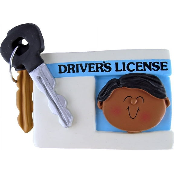 License Male African-American Personalized  Christmas Ornament DO-IT-YOURSELF