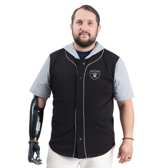 Men's G-III Sports by Carl Banks  Black Las Vegas Raiders Adaptive Home Team Magnetic Button-Up Top