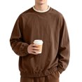 thumbnail image 5 of Men's Crew Neck Pullover Sweatshirt, Loose Fit Long Sleeve Casual Street Hip Hop Top for Spring Fall Daily Outfits, 5 of 5