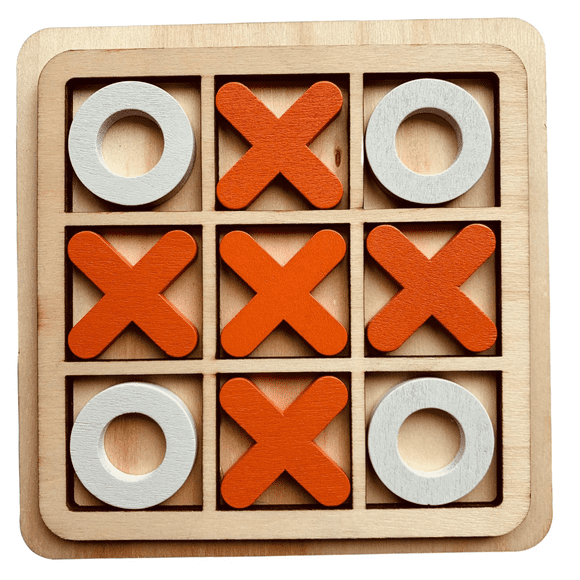 1 Set XO Wood Board Game XO Wooden Chess Interactive Toy Kids Educational Toy(orange white)