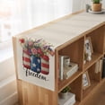 thumbnail image 6 of Independence Day 48 Inch Table Runner, Spring Roses Flowers US Flag Rustic Plants Farmhouse Dresser Scarf Cotton & Linen Tablerunner for Dining/Kitchen Island/Holiday Party Décor 13" x 48", 6 of 9