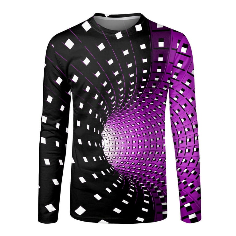 Picket bibliotekar Ønske Mens Fashion Casual Sports Abstract Digital Printing Round Neck T Shirt  Long Sleeve Top Men T Shirts Purple L - Walmart.com