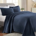 thumbnail image 2 of BNM Paisley Cotton Decorative Bedspread and Sham Set, Full, Navy Blue, 2 of 9