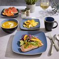 thumbnail image 4 of Soho Lounge 16 Piece Square Stoneware Dinnerware Set, Matte Blue/Black, 4 of 5