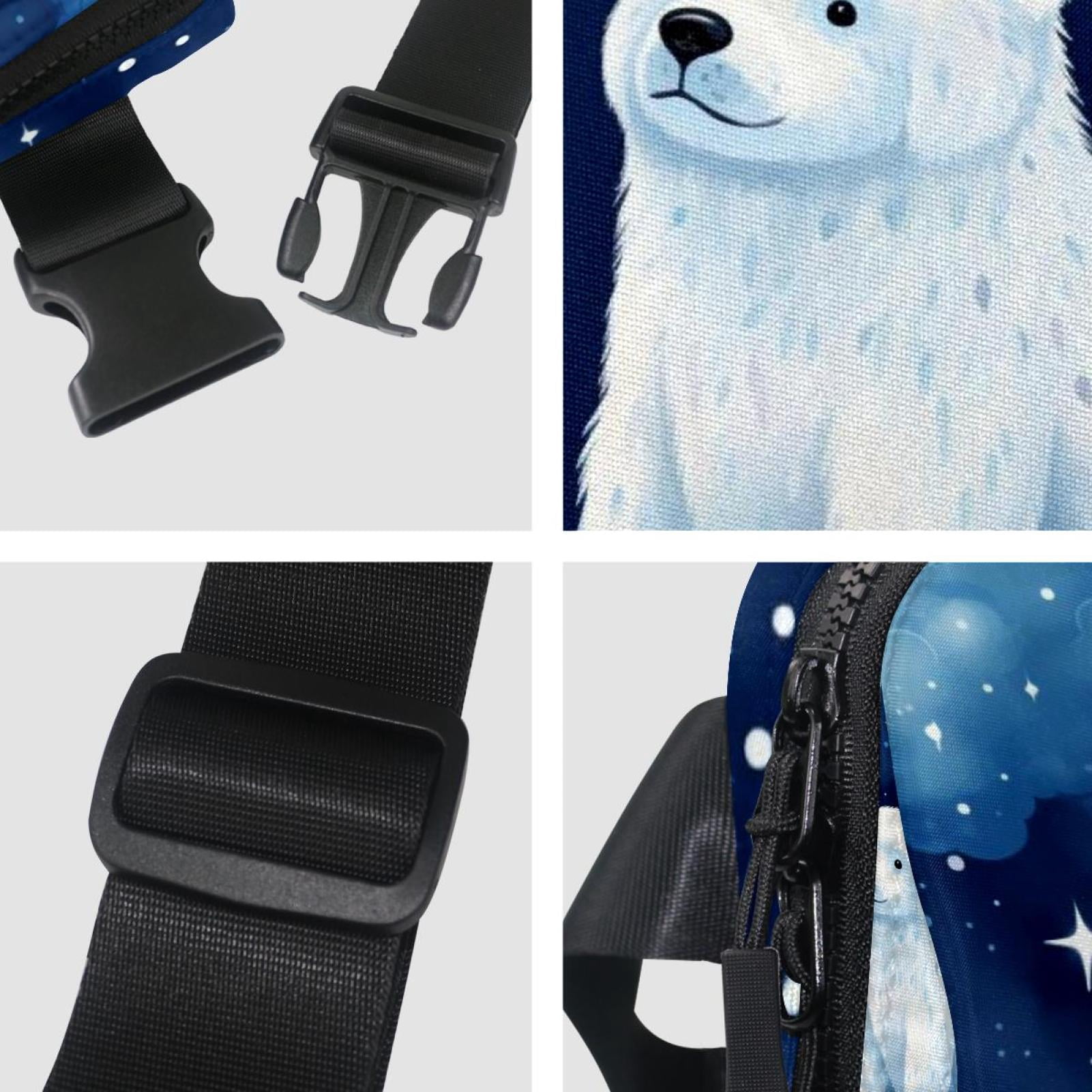 Starry sky polar bear Adjustable Lightweight Waist Bag with Extension Strap - Unisex Crossbody Bag Running Belt