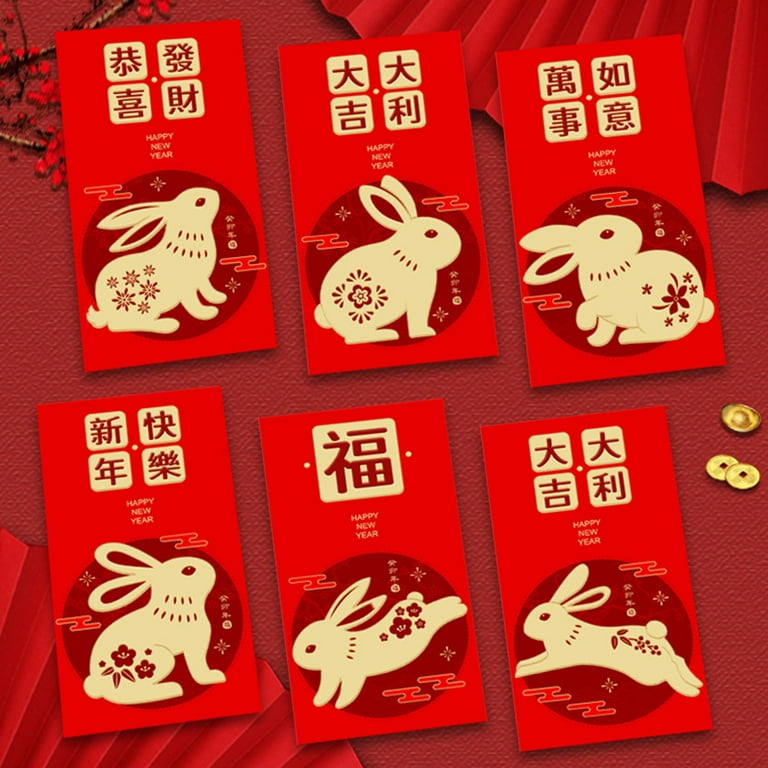 Year Of The Rabbit Red Envelope 12Pcs Lucky Money Envelopes 2023 Cartoon  Red Envelope 