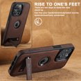 thumbnail image 6 of for iPhone 14 Pro Case Magnetic, Compatible with Magsafe Logo View Built-in Kickstand Ultra Slim Litchi Texture Premium PU Leather Retro Wireless Charging Phone Case for iPhone 14 Pro, Brown, 6 of 10