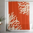 thumbnail image 5 of Shower Curtains for Bathroom-36"x72",Classic Ocean Beige Coral on Orange Waterproof Bath Curtain Grommet Shower Curtain Set with Hooks, 5 of 9