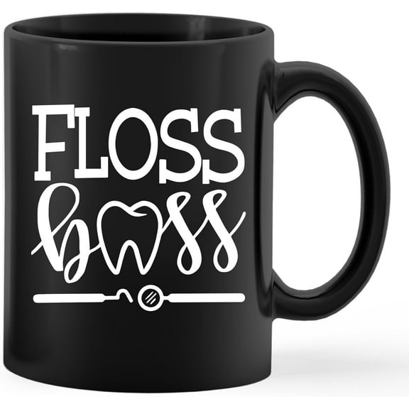 Dentist Gifts Mug Cup Ceramic, Dental Hygienist Gifts For Women, Dental Assistant Gifts, Dentist Gift, Floss Boss Coffee Mug Cup Tea Cup 11oz, Double Side Printed