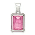 thumbnail image 4 of Sterling Silver Rectangle Pink CZ Pendant QP1000, 4 of 4