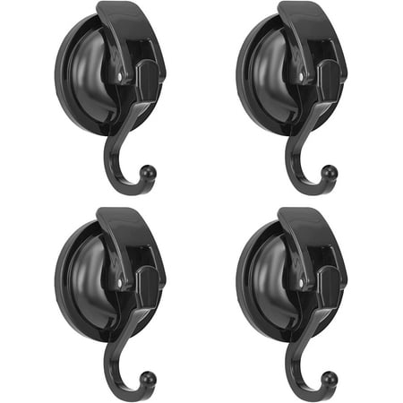 

Heavy Duty Vacuum Wreath Cup Hook Easy to Install and Remove Black- Plated Plished Super Suction for Kitchen，Bathroom and Restroom 4Pack