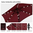thumbnail image 6 of WDZS 7.5 ft Solar Patio Umbrella Outdoor Market Table Umbrella w/Push Button Tilt & Crank and UV Protection for Garden, Deck, Backyard, Pool and Beach, Burgungy, 6 of 9