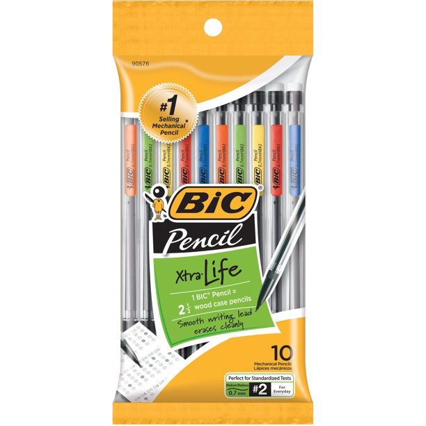 Bic XtraLife Mechanical Pencils, Medium Point 0.7mm 2, 10Count