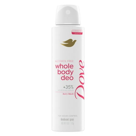 Dove Whole Body Deo Alcohol Free Deodorant Spray For Women Berry Blush, 4 oz