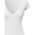 thumbnail image 4 of FashionOutfit Women's Short Sleeve Ribbed V-neck Plunge Top Various Colors, 4 of 4