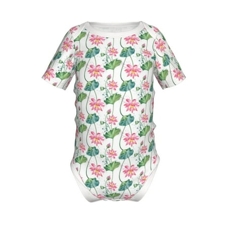 

Coaee Lotus Flower for Soft Baby Short-Sleeve Bodysuit Baby Climbing Clothes Baby Girls Boys Bodysuit Romper-3 Months
