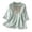 a-382Blue121, variant on Womens Mandarin Collar Three Quarter Sleeve Blouse With Floral Embroidery Knot Button Closure Loose Fit Lightweight Breathable For Casual Wear Trendy Top