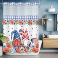thumbnail image 6 of No Hook Shower Curtain with Snap in Liner, Independence Day Gnome USA Flag Waterproof Bath Curtain Double Layers with See Through Top Window, Blossom Flower Buffalo Plaid Shower Curtains 72x84in, 6 of 9