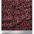 thumbnail image 1 of Soimoi Black Modal Satin Fabric Red Berries Fruits Decor Fabric Printed Yard 42 Inch Wide, 1 of 3