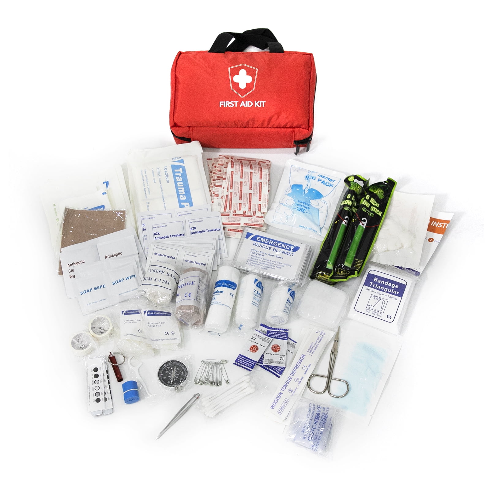 KITGO 220 Piece First Aid Kit, Premium Compact Trauma Medical Kits for Any Emergencies, Ideal for Home, Office, Car, Travel, Outdoor, Camping, Hiking, Boating (Red)