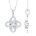 thumbnail image 3 of Rosec Jewels Lab Diamond Floral Pendant Necklace - Vintage Inspired Wedding Necklace (EF-VS Grade), 925 Sterling Silver, 3 of 6