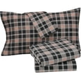 thumbnail image 3 of Ruvanti Flannel Sheets Queen Size - 100% Cotton Brushed Bed Sheet Sets - Deep Pockets 16 inches (Fits up to 18") - All Seasons Breathable & Super Soft - Warm & Cozy - 4Pcs - Peach & Black Plaid, 3 of 9