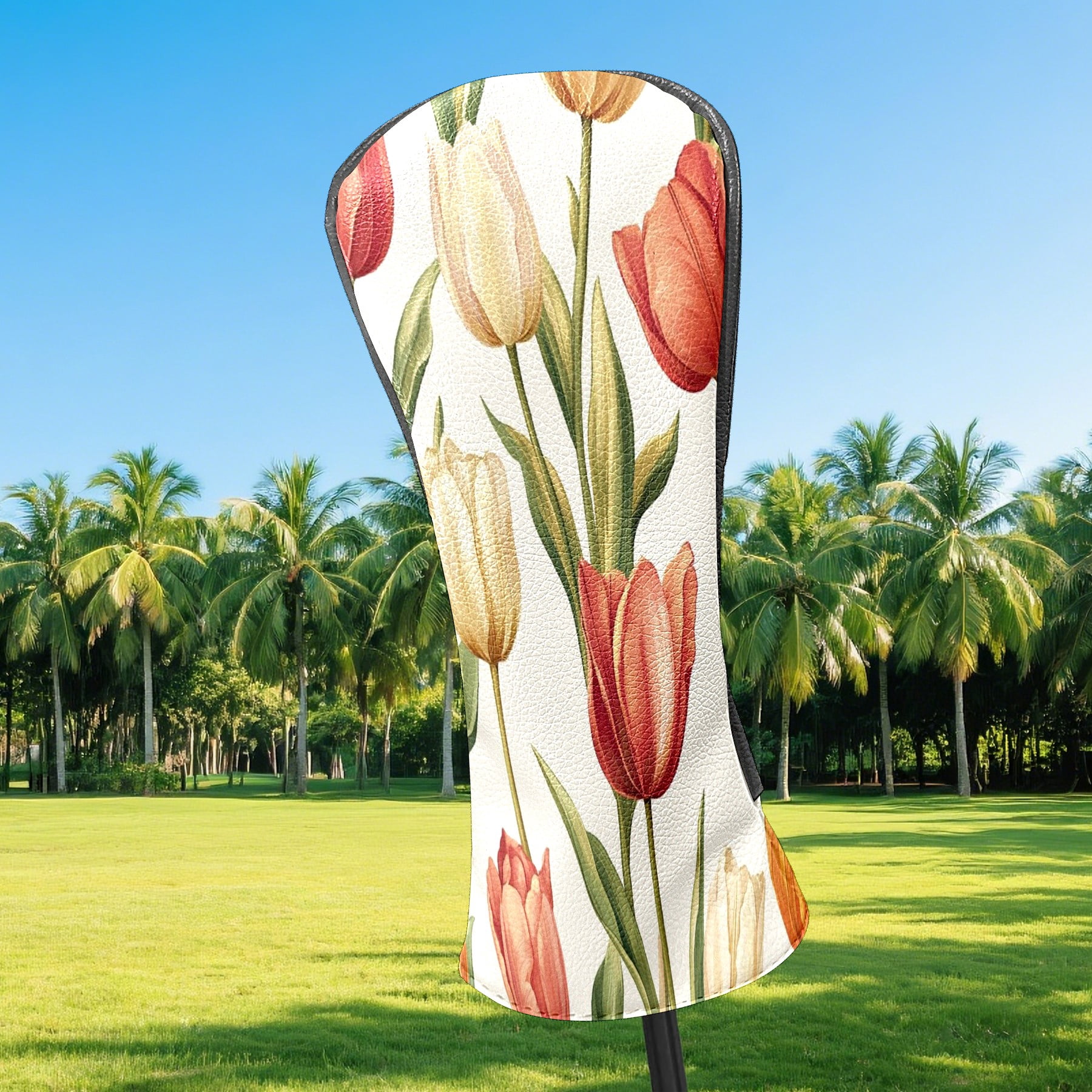 Golf Club Covers PU Leather Waterproof Head Covers for Fairway Woods Hybrids Tulip Unisex Fits Most Brands