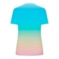 thumbnail image 4 of Plus Size Tops for Women Summer Outfits Fashion Gradient Color T Shirts V Neck Short Sleeve Tunic Tee Blouse (5XL, Sky Blue), 4 of 5