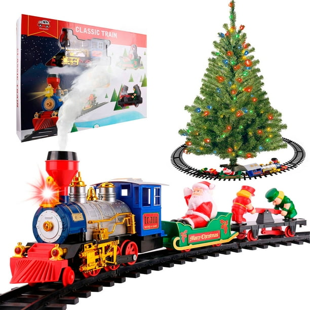 Christmas Train Set for Under The Tree with Real Smoke, Lights and