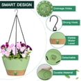 thumbnail image 5 of FIASON 2 Pack 10 Inch Green Grey Self Watering Hanging Planters, Indoor Outdoor Hanging Flower Pots with Visual Reservoir, Drainage Holes & Chain Hanger for Home Garden Decor, 5 of 8